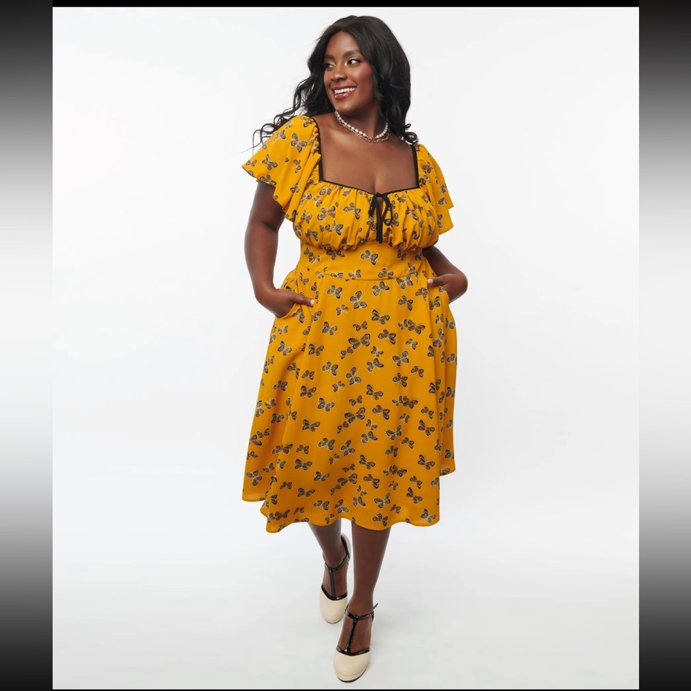 Unique Vintage Butterfly Swing Dress